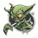alien smoking a joint tattoo design idea