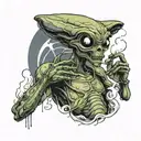 alien smoking a joint tattoo design idea