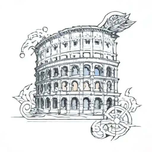 colosseum with SPQR emblem tattoo design idea