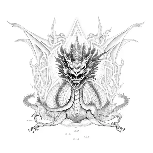 Asian-inspired dragon with a guitar neck as its body tattoo design idea