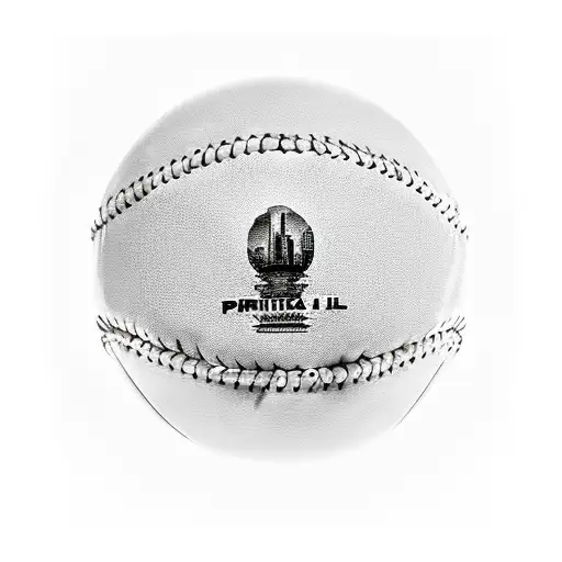 A baseball diamond with the Peoria IL skyline in the background tattoo design idea