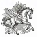 Pegasus flying tattoo design idea