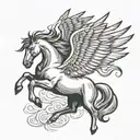 Pegasus flying tattoo design idea