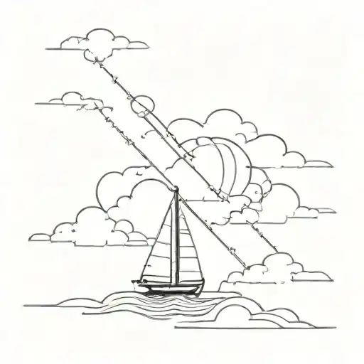 sailing boat in the clouds tattoo design idea
