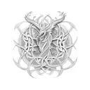Intricate Celtic knotwork intertwined with a fierce dragon in a dotwork style tattoo design idea