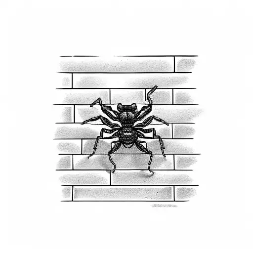 A real Scorpion with his tale on a brick wall tattoo design idea