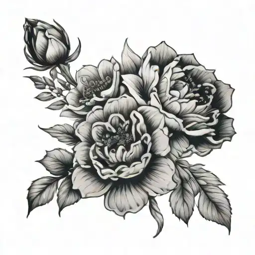 November, December, January, February, birth flowers  tattoo design idea