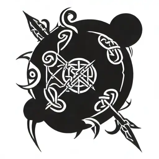 tribal viking tattoo celtic bold lines knots norses geometric repetitive patterns abstract simetric minimalist ancient  tattoo design idea