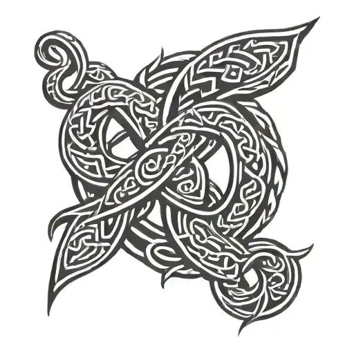 tribal viking tattoo celtic bold lines knots norses geometric repetitive shape harmonic  tattoo design idea