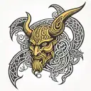 Create a tribal tattoo with Viking and Celtic influences, using bold, clean lines without shading or realism. The design tattoo design idea