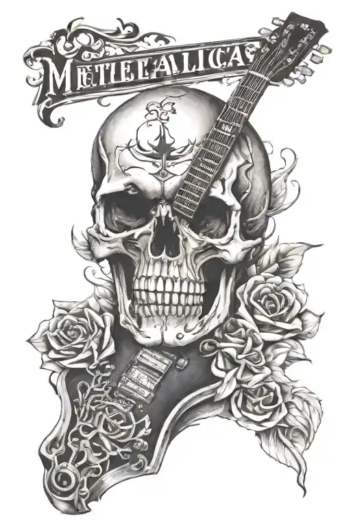 metallica gibson les paul skull tattoo design idea
