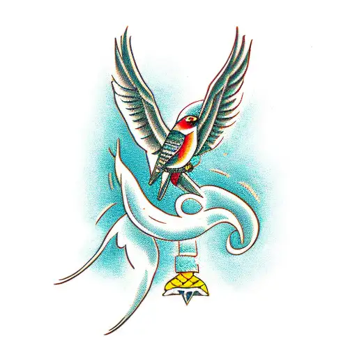 bird with hemlock tattoo design idea
