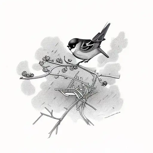 bird with hemlock tattoo design idea