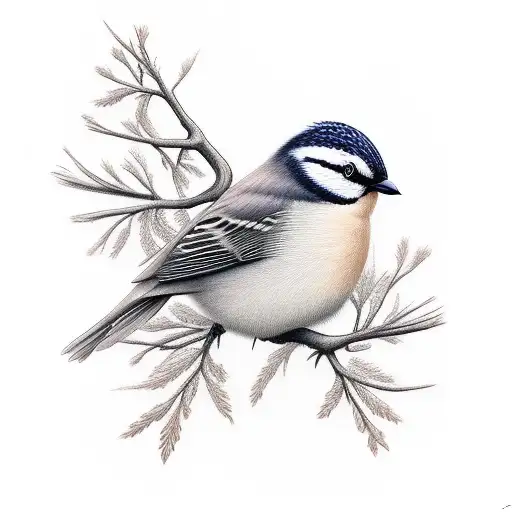 bird with hemlock branch tattoo design idea
