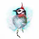 bird with hemlock branch tattoo design idea