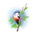 bird with hemlock branch tattoo design idea