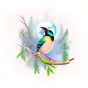 bird with hemlock branch tattoo design idea