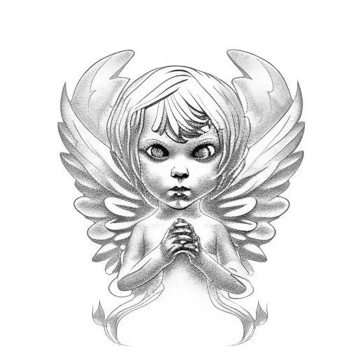 stone angel tattoo design idea
