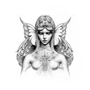 stone angel tattoo design idea
