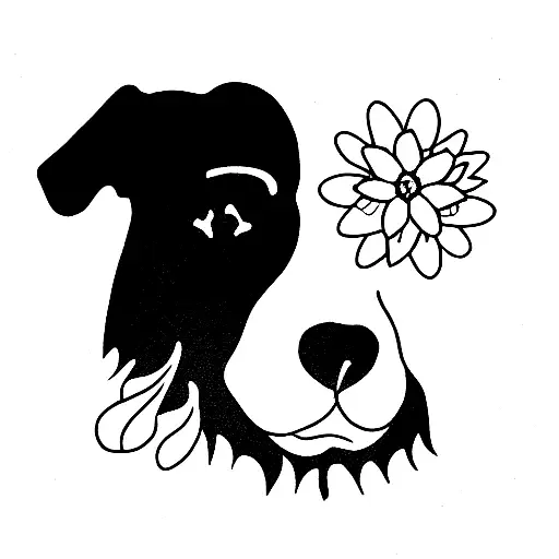 dog memorial flower tattoo design idea