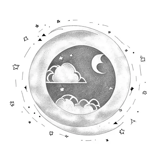 a Moon and a cloud tattoo design idea