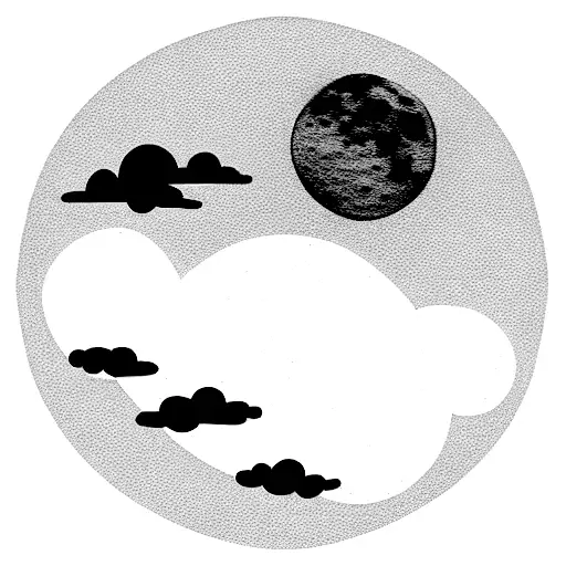 a Moon and a cloud tattoo design idea