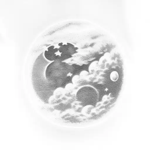 a Moon and a cloud tattoo design idea