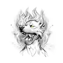 hell hound with fire tattoo design idea