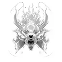 hell hound with fire tattoo design idea