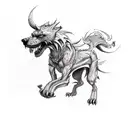 hell hound with fire tattoo design idea