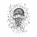 small colorful jellyfish tattoo design idea