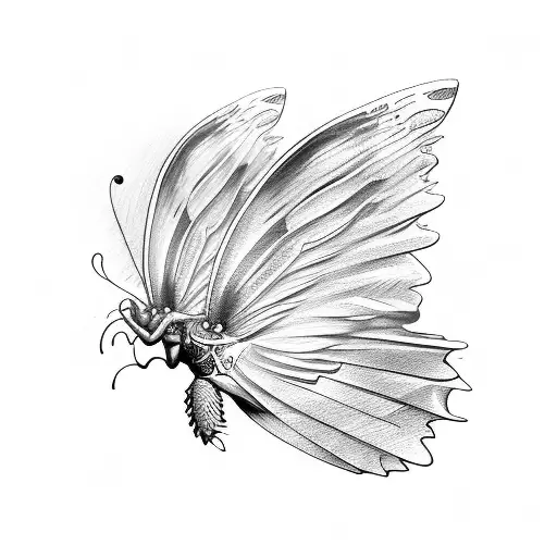 half butterfly wing half angel wing  tattoo design idea