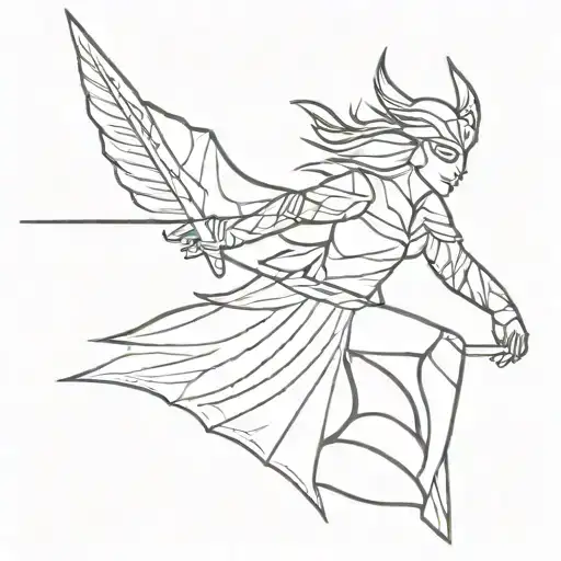 minimalist tattoo of the valkyrie warrior woman tattoo design idea