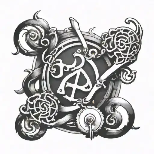 owned submissive triskelion with key and lock  tattoo design idea