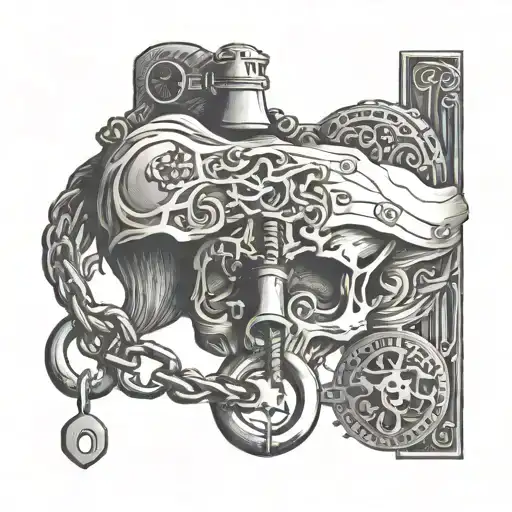 submissive femanine bdsm owned with lock and key tattoo design idea