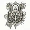 submissive bdsm symbol combined With lock and key tattoo design idea