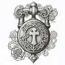 submissive bdsm symbol combined With lock and key tattoo design idea