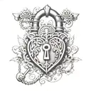 submissive bdsm symbol combined With lock and key tattoo design idea