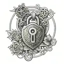 submissive bdsm symbol combined With lock and key tattoo design idea