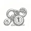 owned submissive bdsm triskelion key and lock little bits of chain tattoo design idea