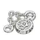 owned submissive bdsm triskelion key and lock little bits of chain tattoo design idea