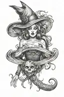 witchy tattoo design idea