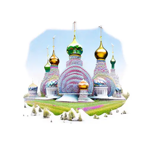Igloo with Russian style onion domes on top tattoo design idea