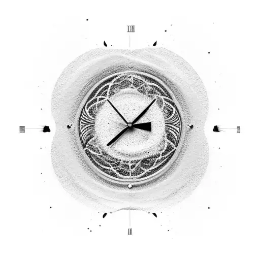 A sand clock filled with swirling galaxies instead of sand tattoo design idea