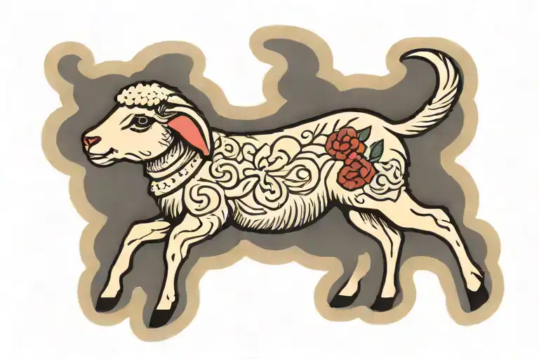 American traditional lamb tattoo design idea