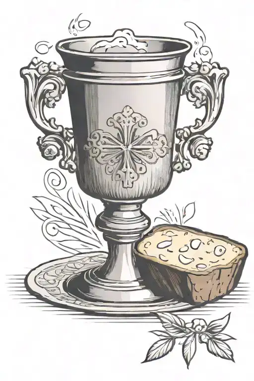 communion cup and bread tattoo design idea