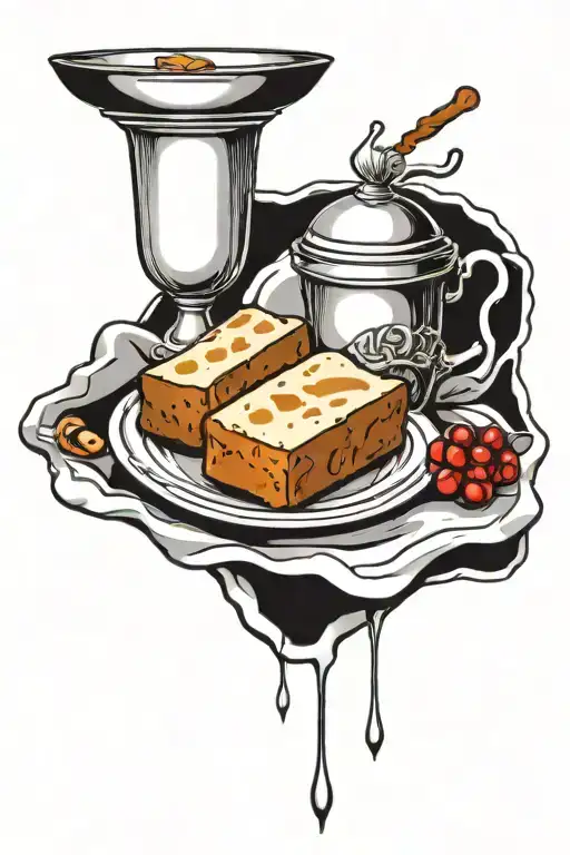 communion cup and bread tattoo design idea