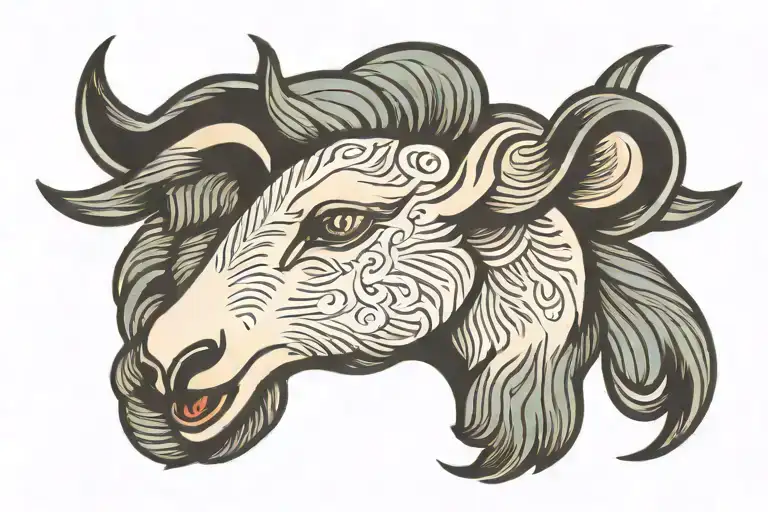 American traditional lamb face  tattoo design idea