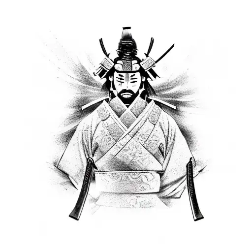 Samurai in a fighting pose tattoo design idea