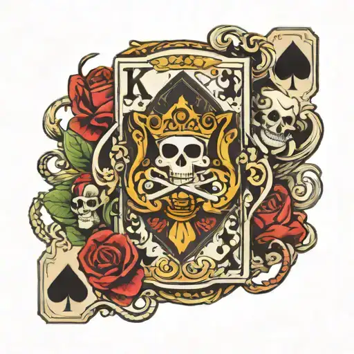 king of spades play card with pirate theme  tattoo design idea
